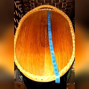 Vintage large wood&wicker tray